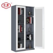 China móveis personalizar 2 porta de vidro armário de armazenamento de livros de metal
